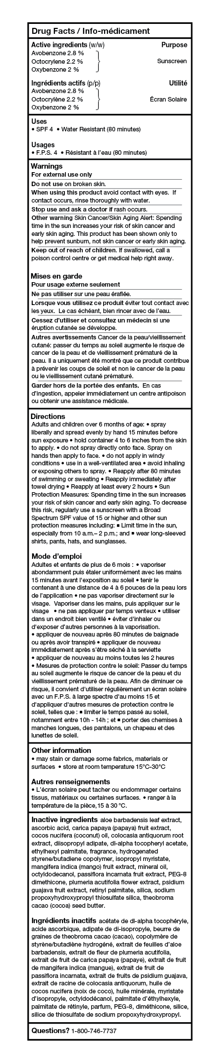 Drug Facts Table